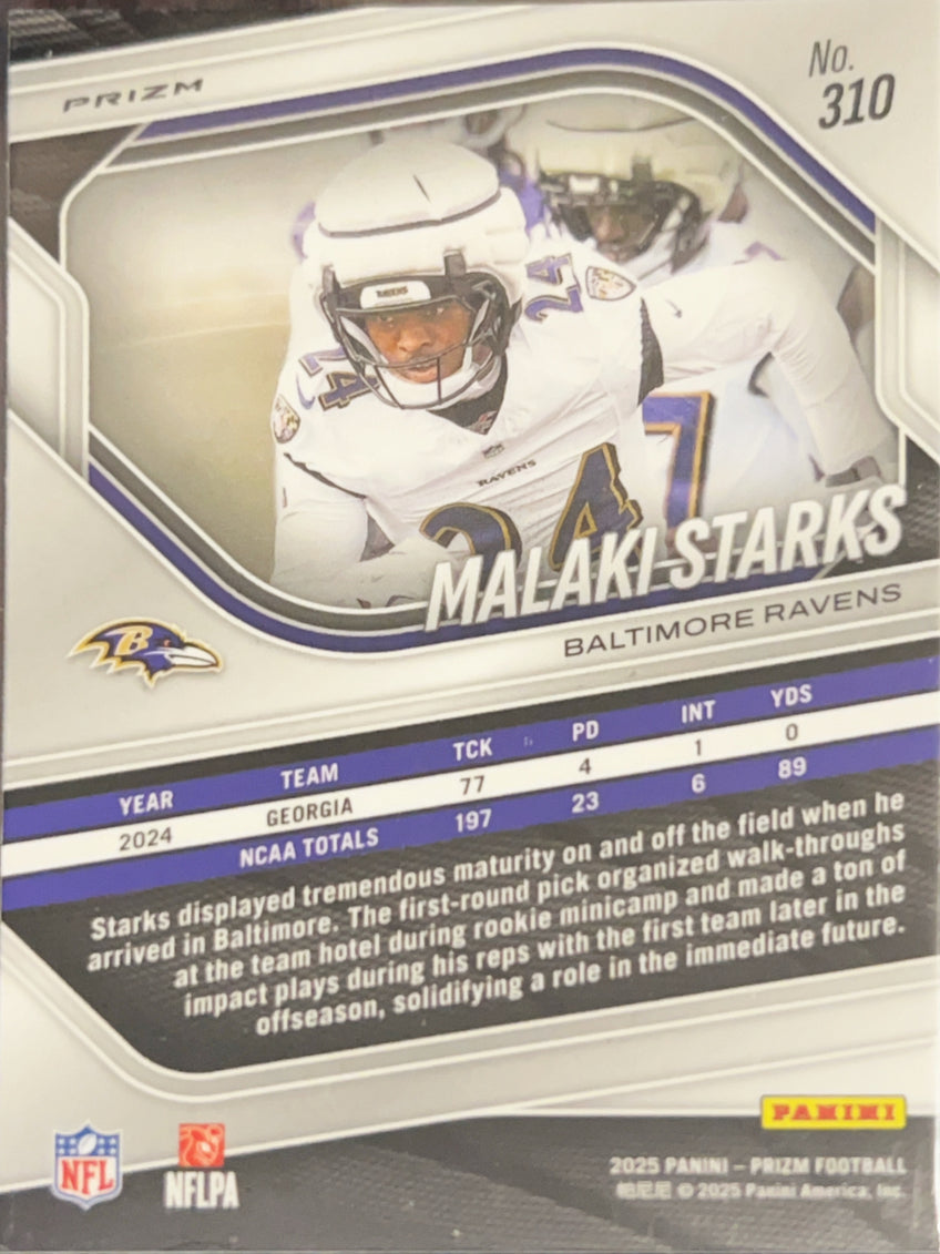 2025 Panini Prizm Football Malaki Starks #310 Silver RC