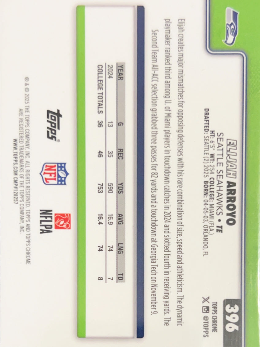 2025 Topps Chrome Elijah Arroyo #396 Leather RC