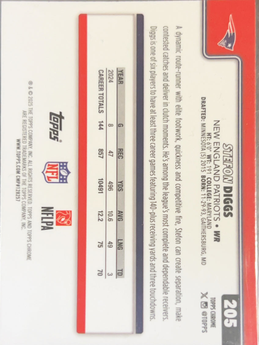 2025 Topps Chrome Stefon Diggs #205 Refractor