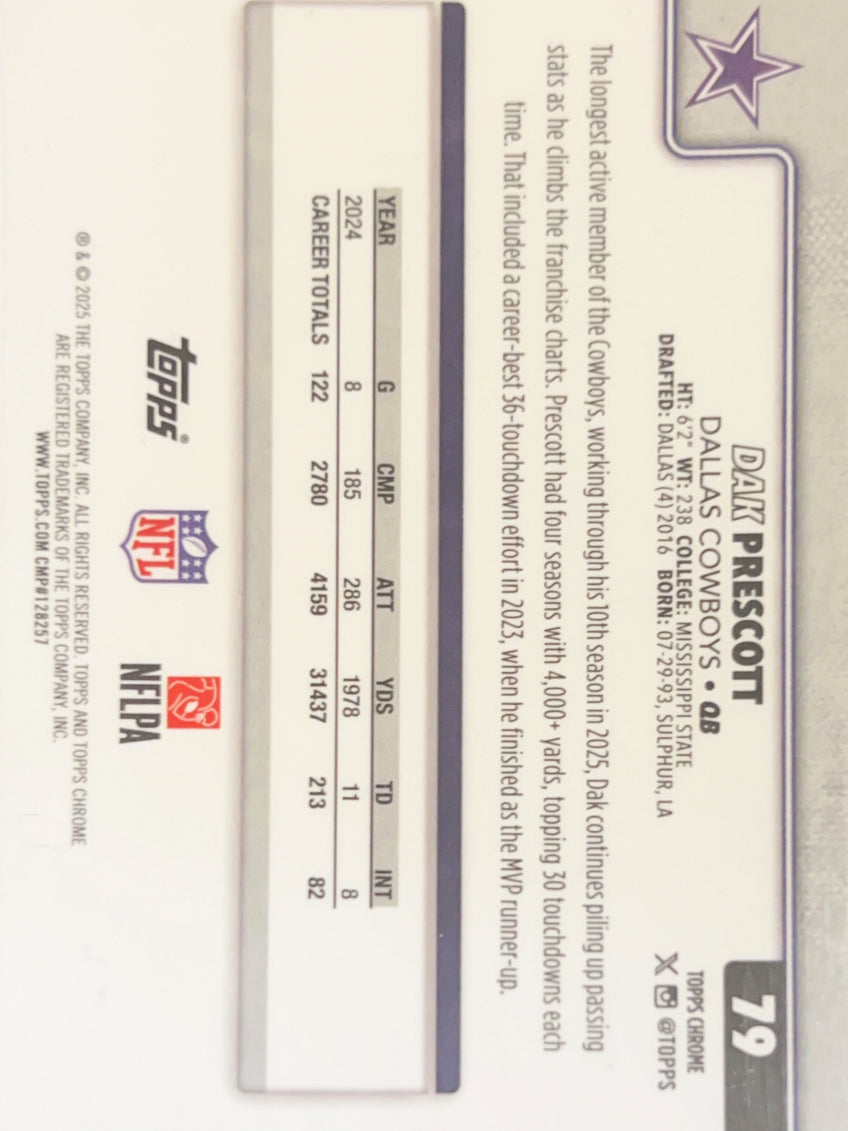 2025 Topps Chrome Dak Prescott #79 Prizm