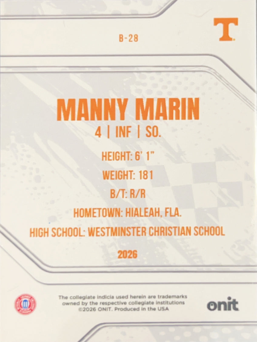 2026 Onit Tennessee Baseball Manny Marin #B-28