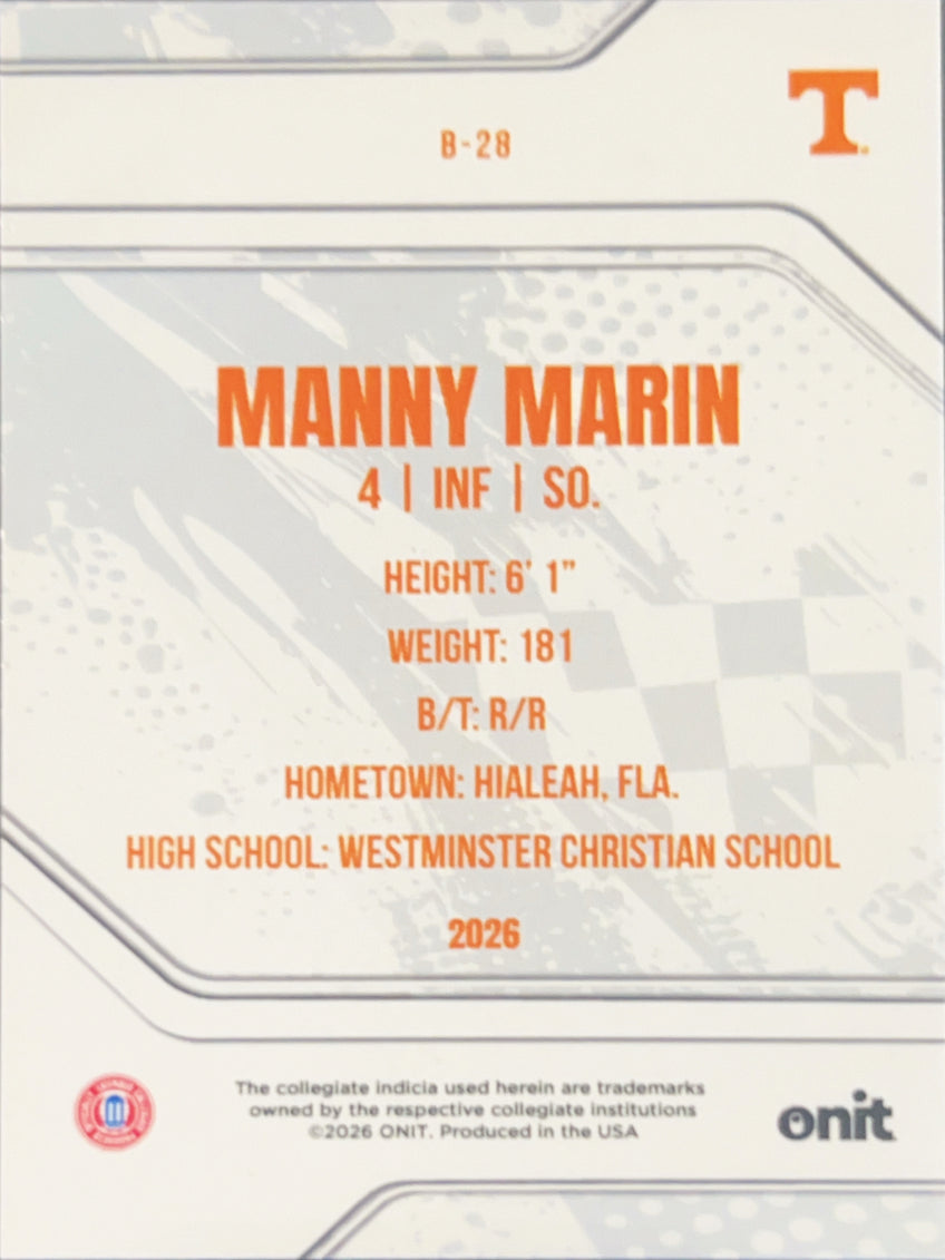 2026 ONIT Tennessee Baseball Manny Marin #B-28
