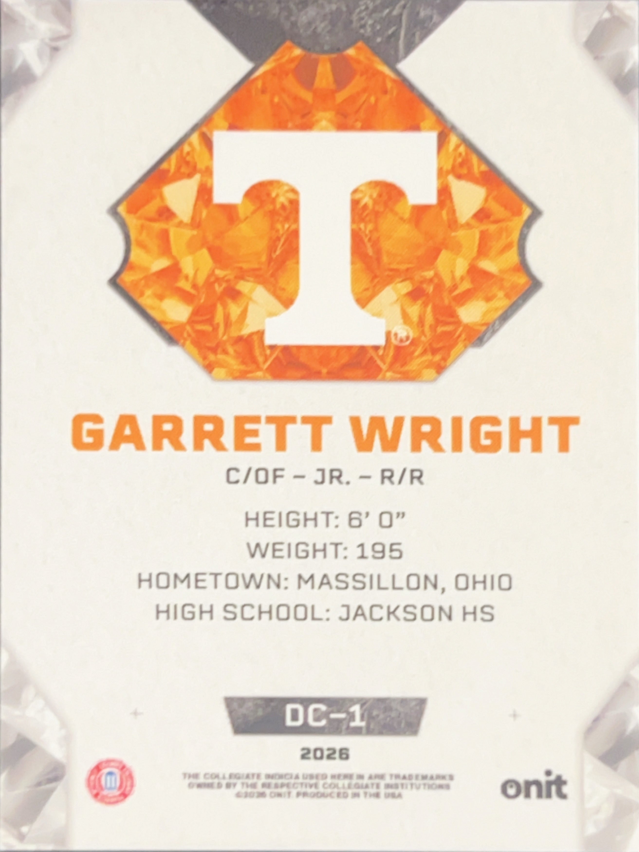 2026 Onit Diamond Cut Garrett Wright #DC-1