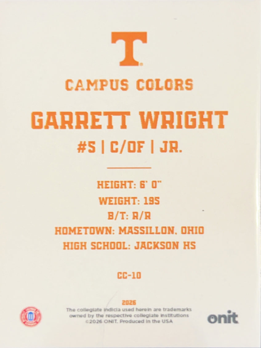 2026 ONIT Gameday Campus Colors Garrett Wright #CC-10