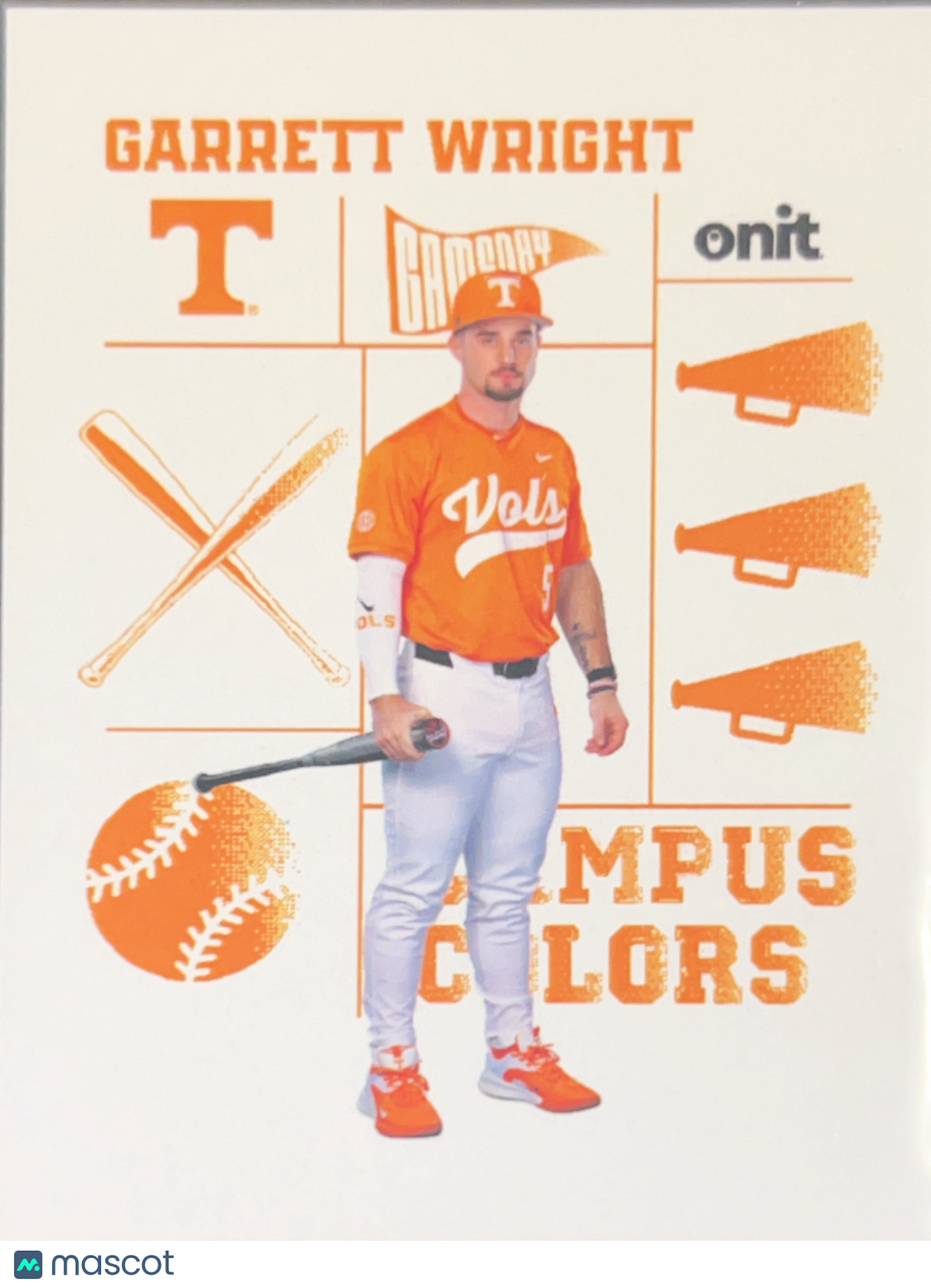 2026 ONIT Tennessee Baseball Campus Colors Garrett Wright #CC-10