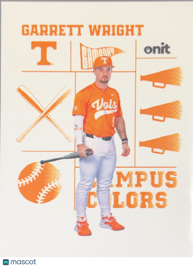 2026 ONIT Tennessee Baseball Campus Colors Garrett Wright #CC-10