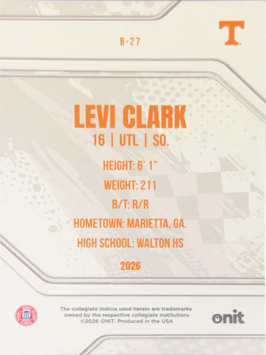 2026 ONIT Tennessee Baseball Levi Clark #B-27 Silver Shimmer /49