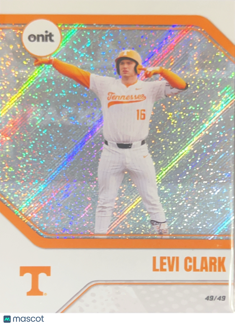 2026 ONIT Tennessee Baseball Levi Clark #B-27 Silver Shimmer /49 Bookend