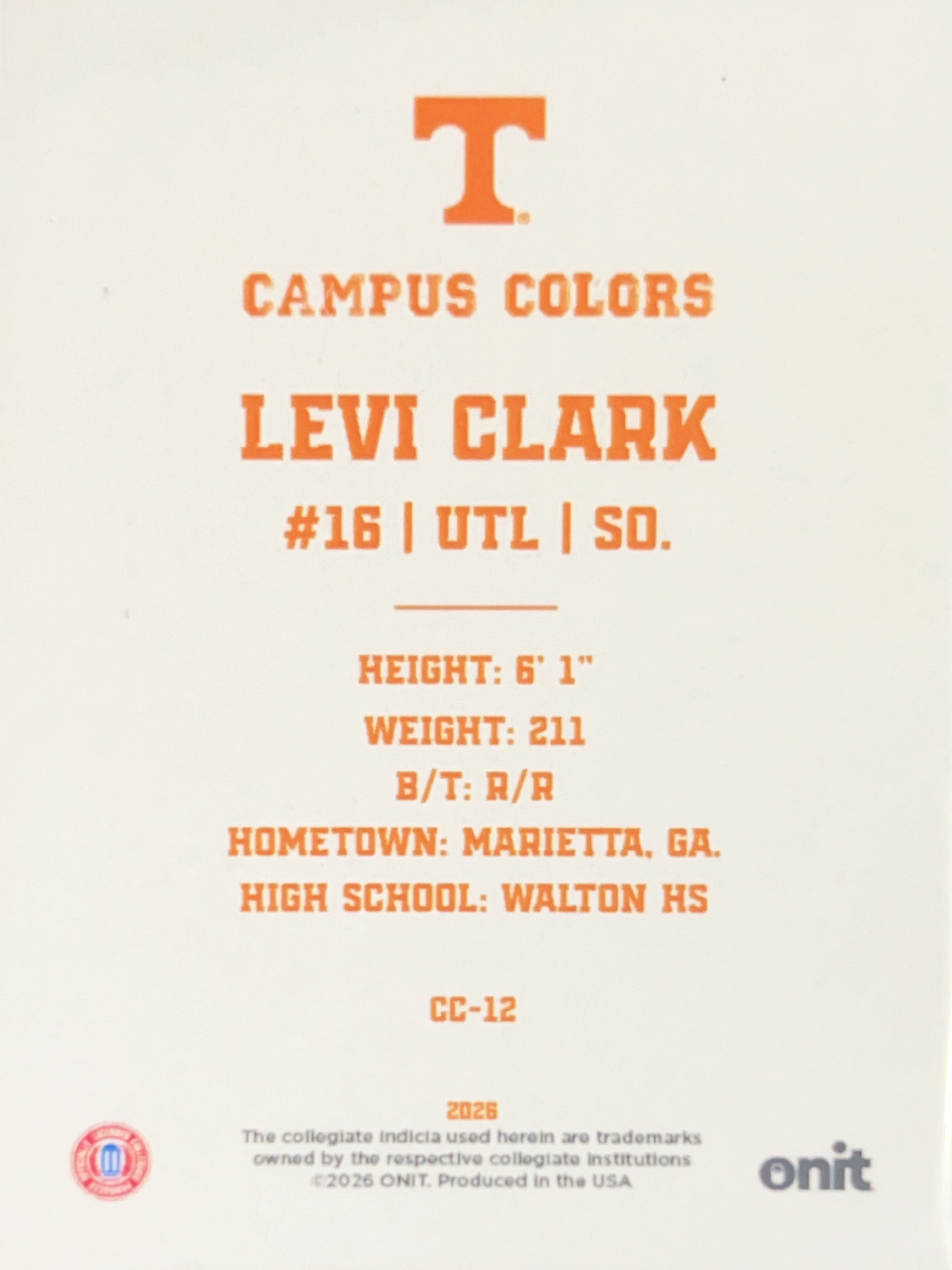2026 ONIT Campus Colors Levi Clark #CC-12