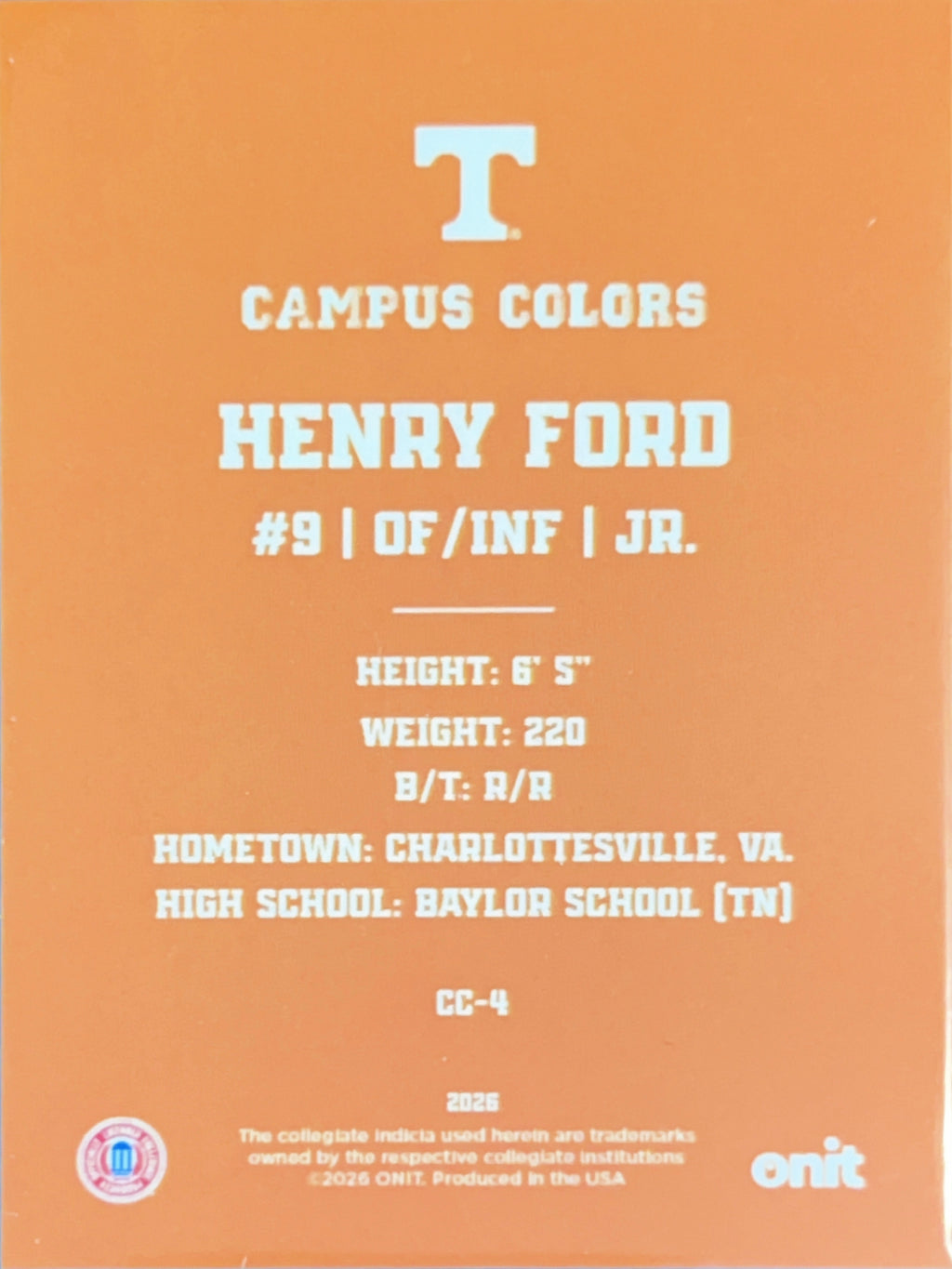 2026 Onit Campus Colors Henry Ford #CC-4