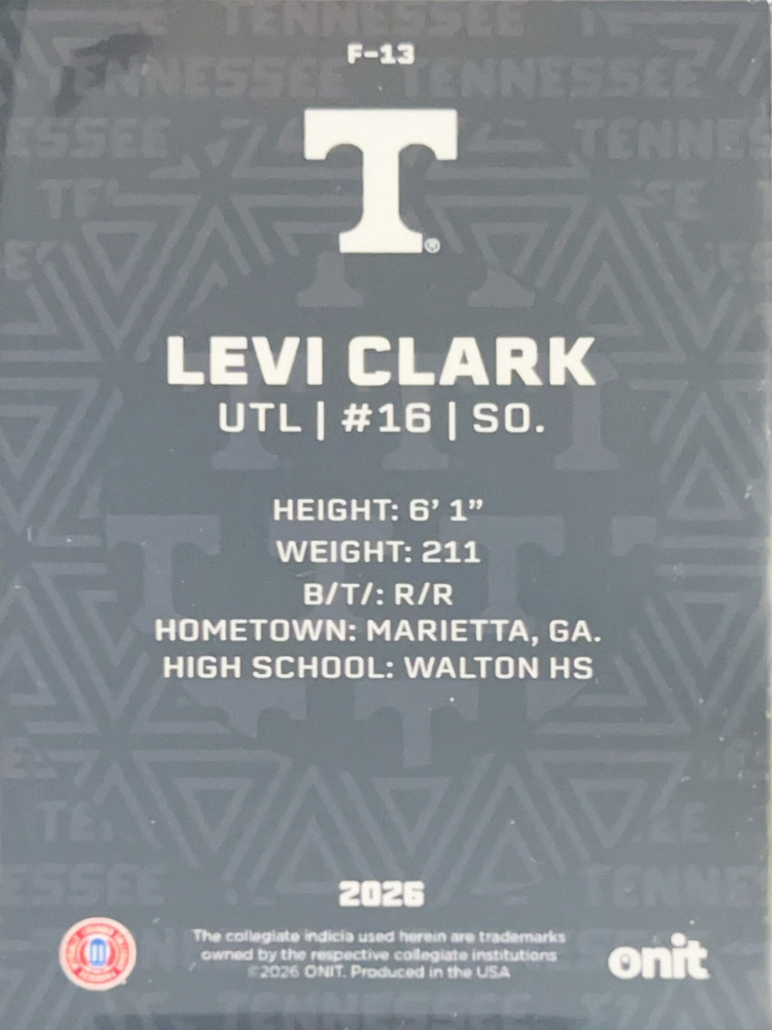 2026 ONIT Tennessee Baseball Levi Clark #F-13