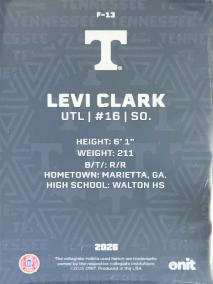 2026 ONIT Tennessee Baseball Levi Clark #F-13