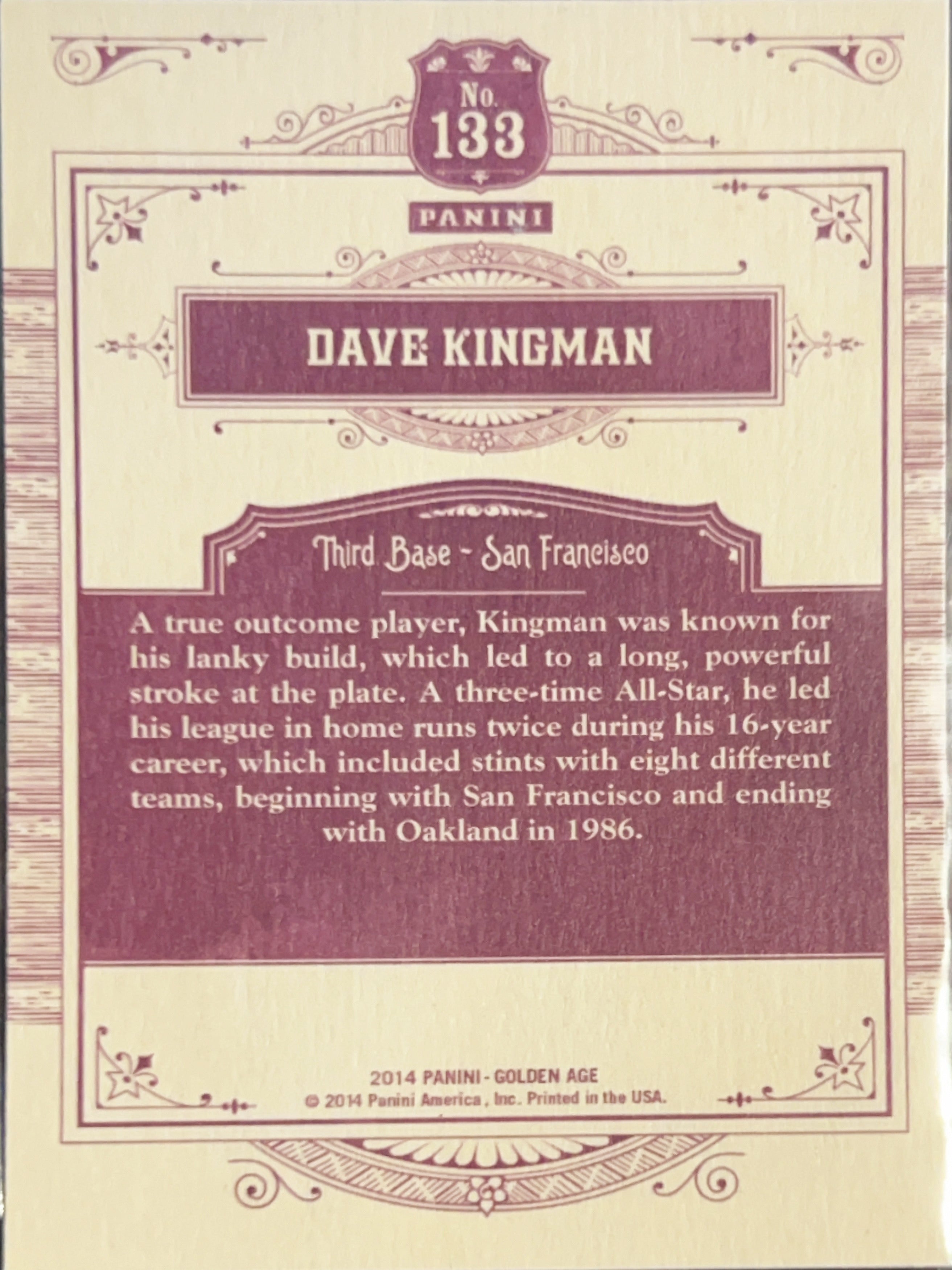 2014 Panini Golden Age Dave Kingman #133