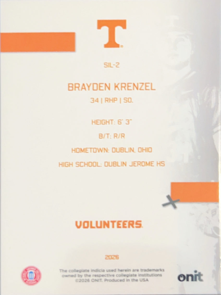 2026 ONIT Tennessee Volunteers Brayden Krenzel #SIL-2