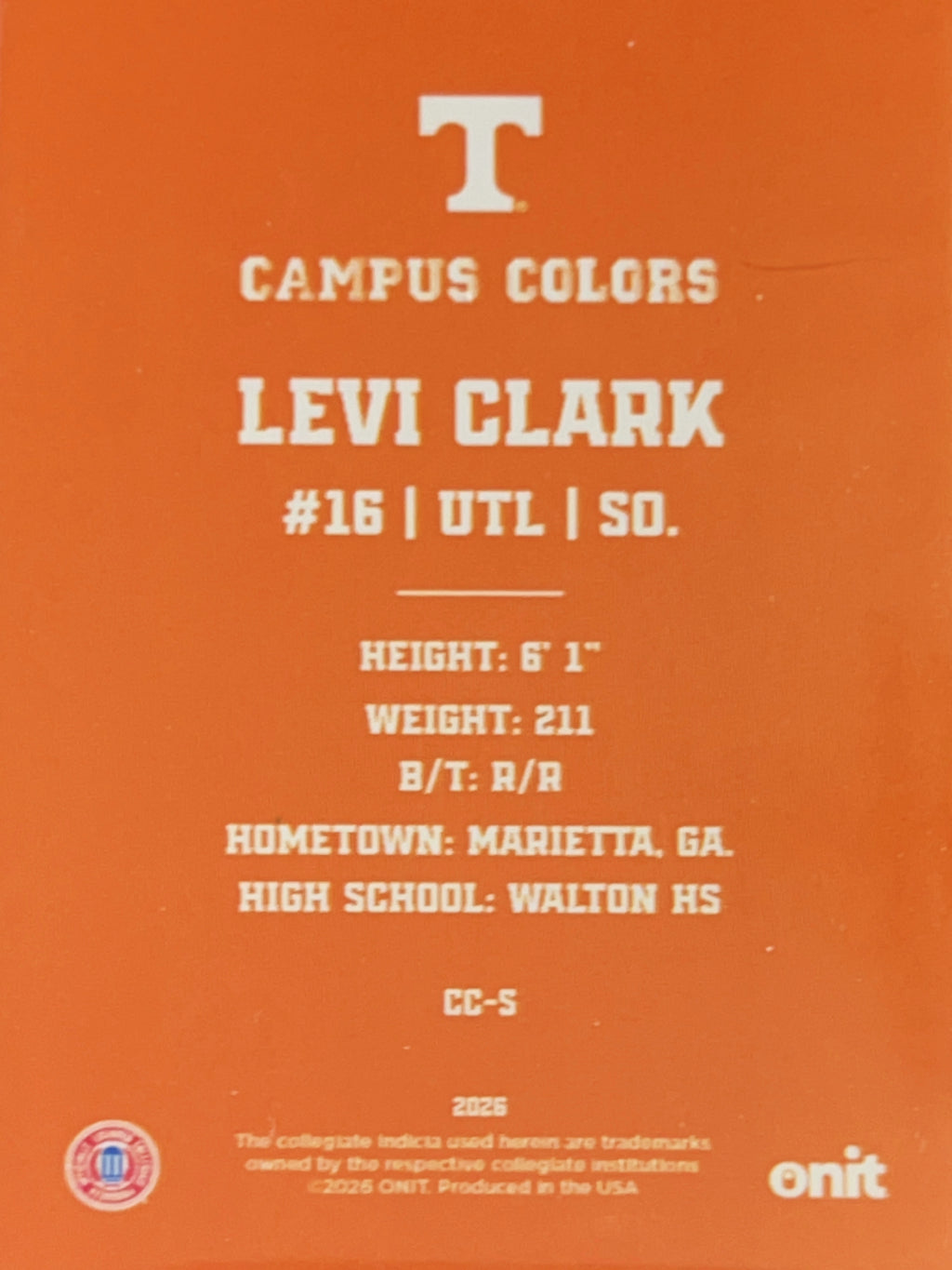 2026 ONIT Campus Colors Levi Clark #CC-5