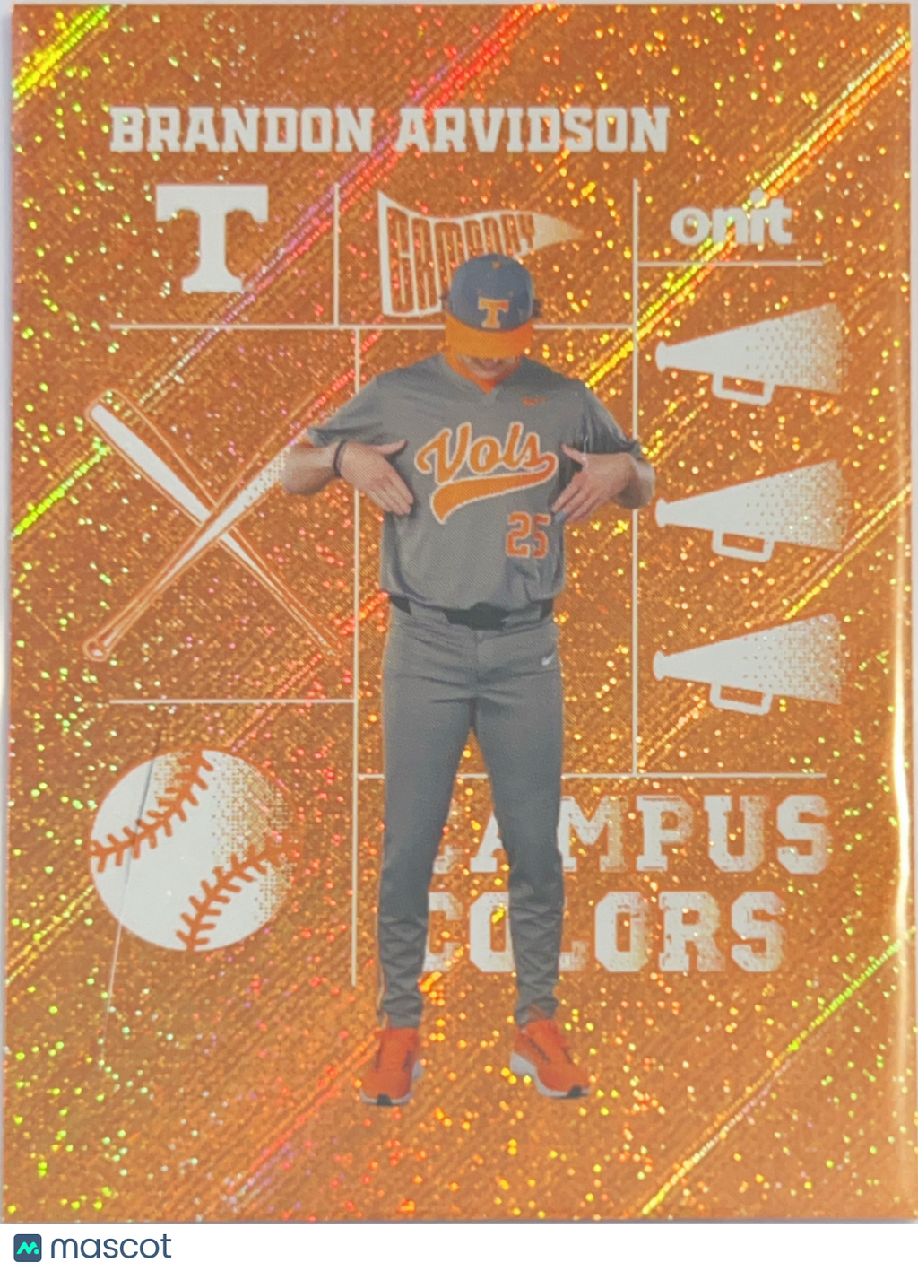 2026 ONIT Campus Colors Brandon Arvidson #CC-1 Orange Glitter Sparkle