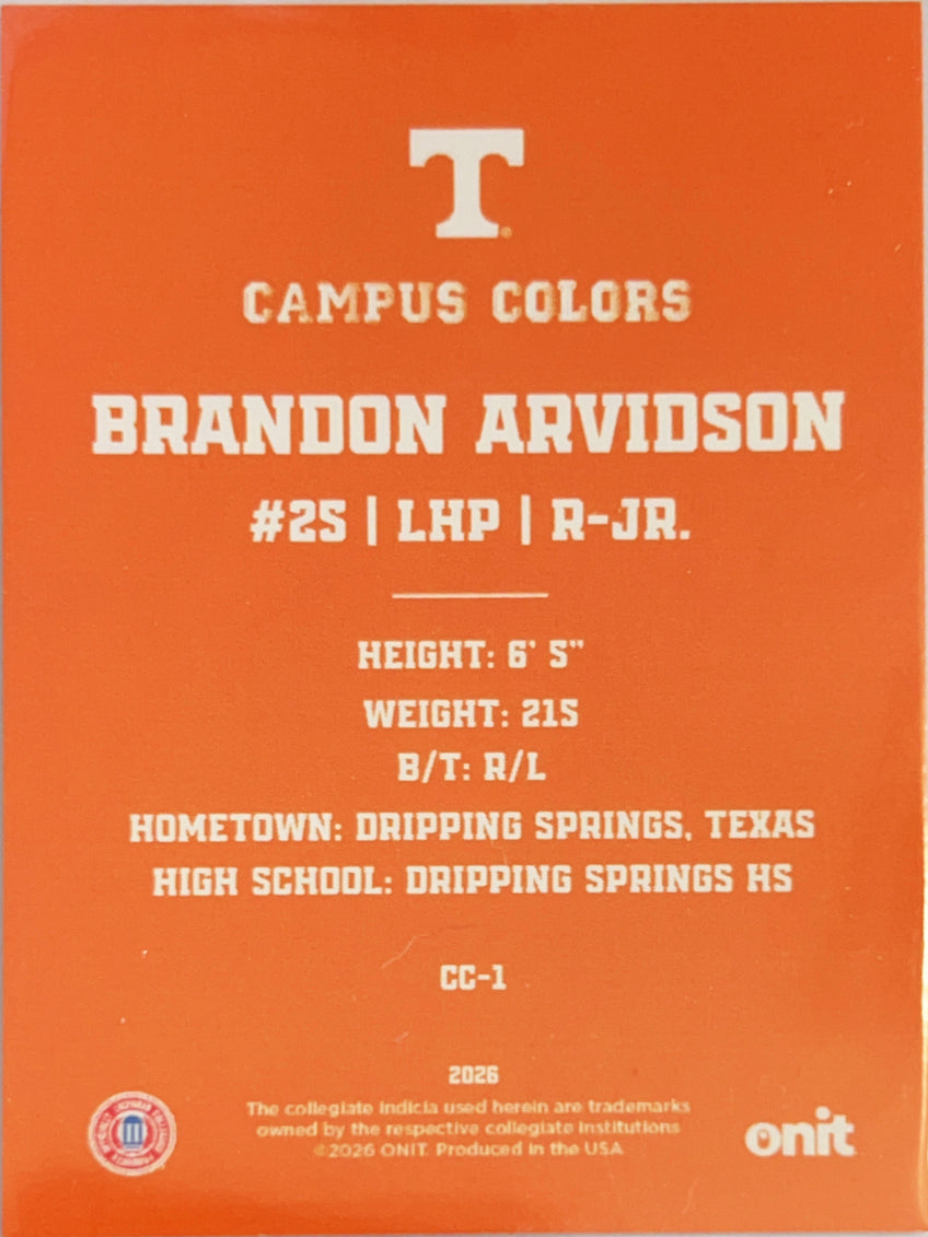 2026 ONIT Campus Colors Brandon Arvidson #CC-1 Orange Glitter Sparkle