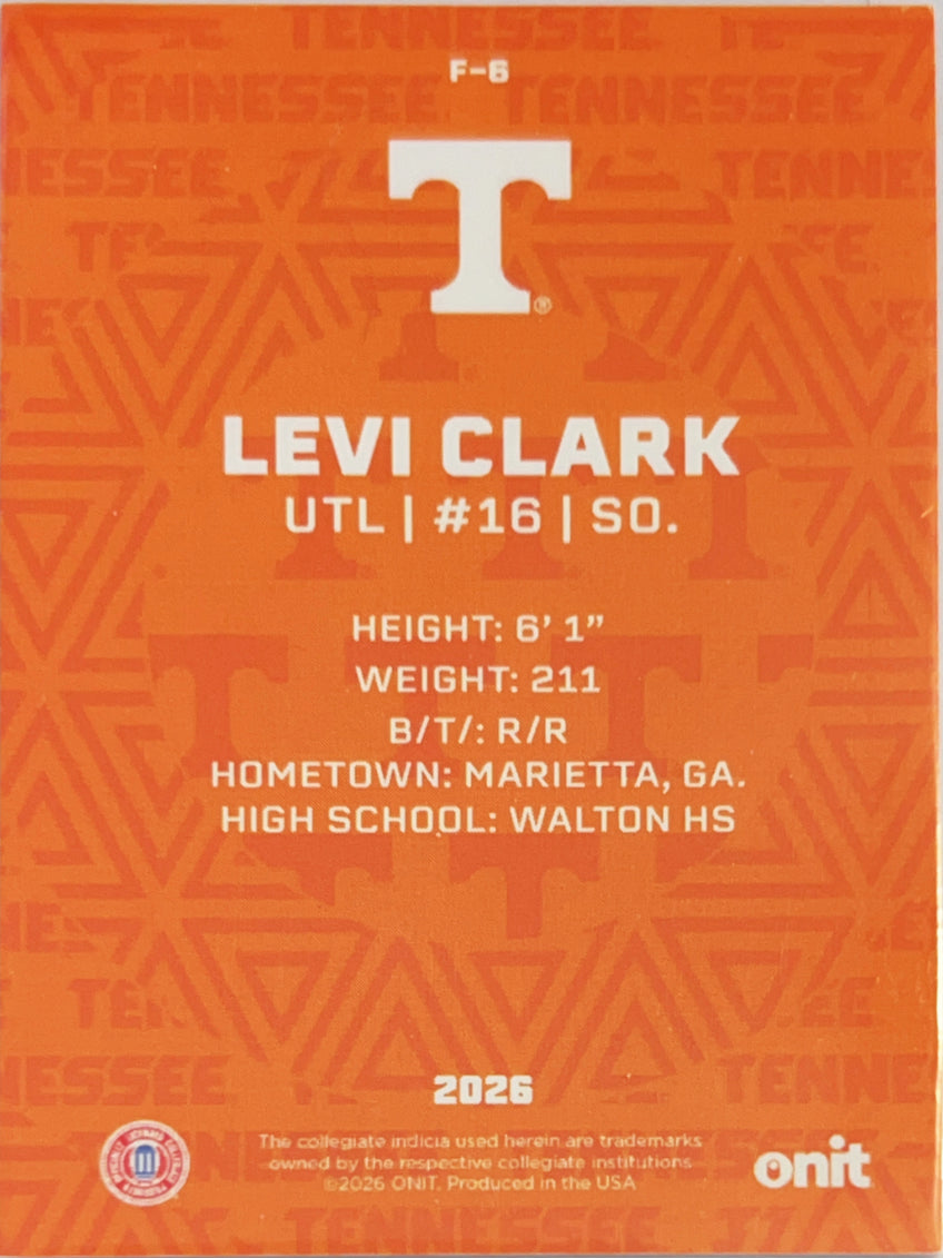 2026 ONIT Tennessee Baseball Levi Clark #F-6 Orange Shimmer