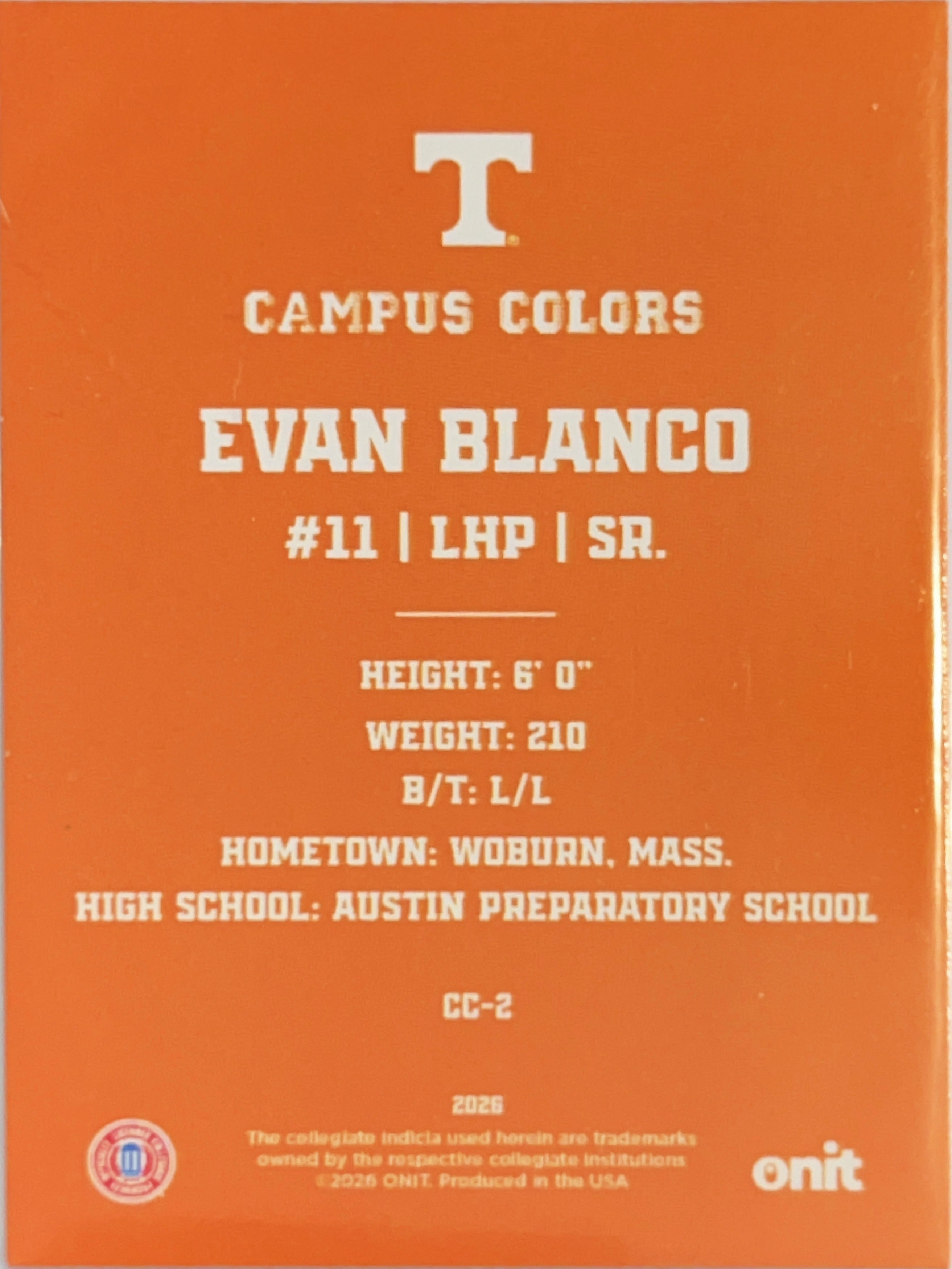 2026 ONIT Gameday Campus Colors Evan Blanco #CC-2