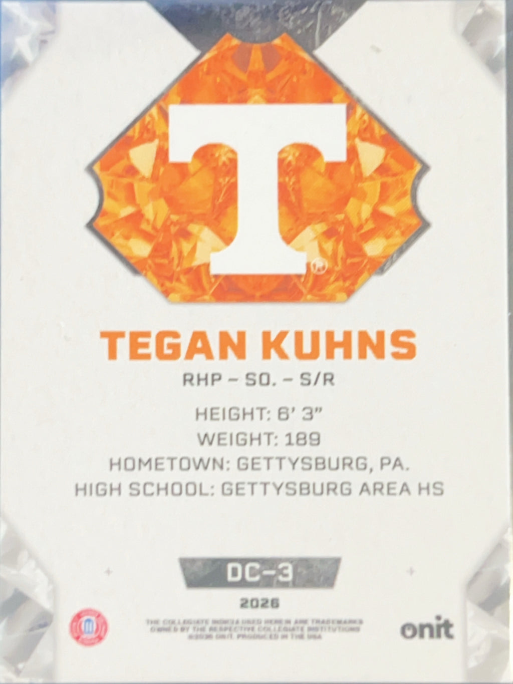 2026 Onit Diamond Cut Tegan Kuhns #DC-3 Orange Cracked Ice