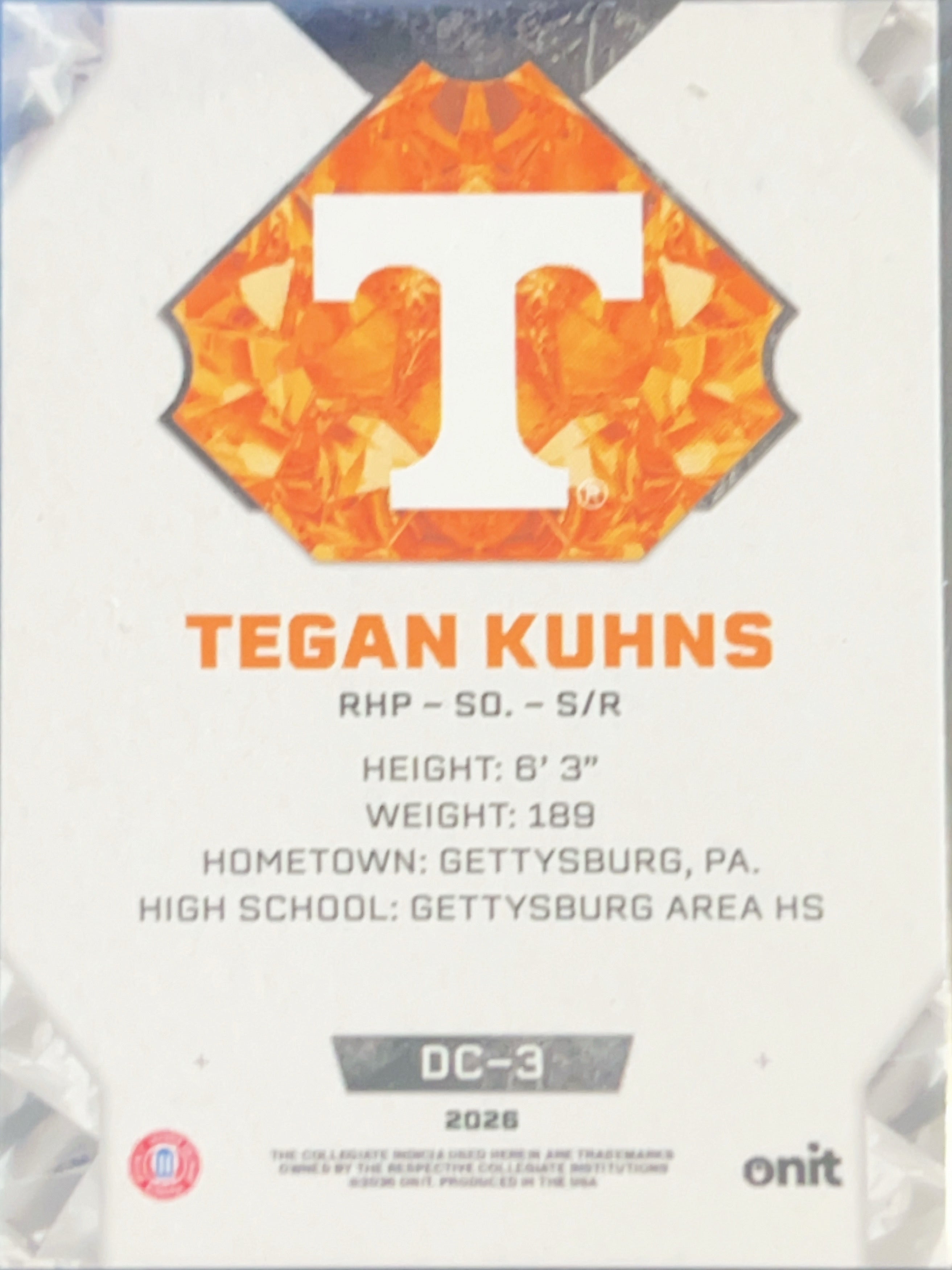 2026 Onit Diamond Cut Tegan Kuhns #DC-3 Orange Cracked Ice