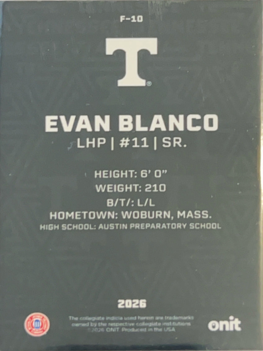 2026 ONIT Tennessee Baseball Evan Blanco #F-10