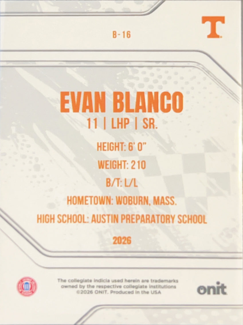 2026 Onit Tennessee Baseball Evan Blanco #B-16