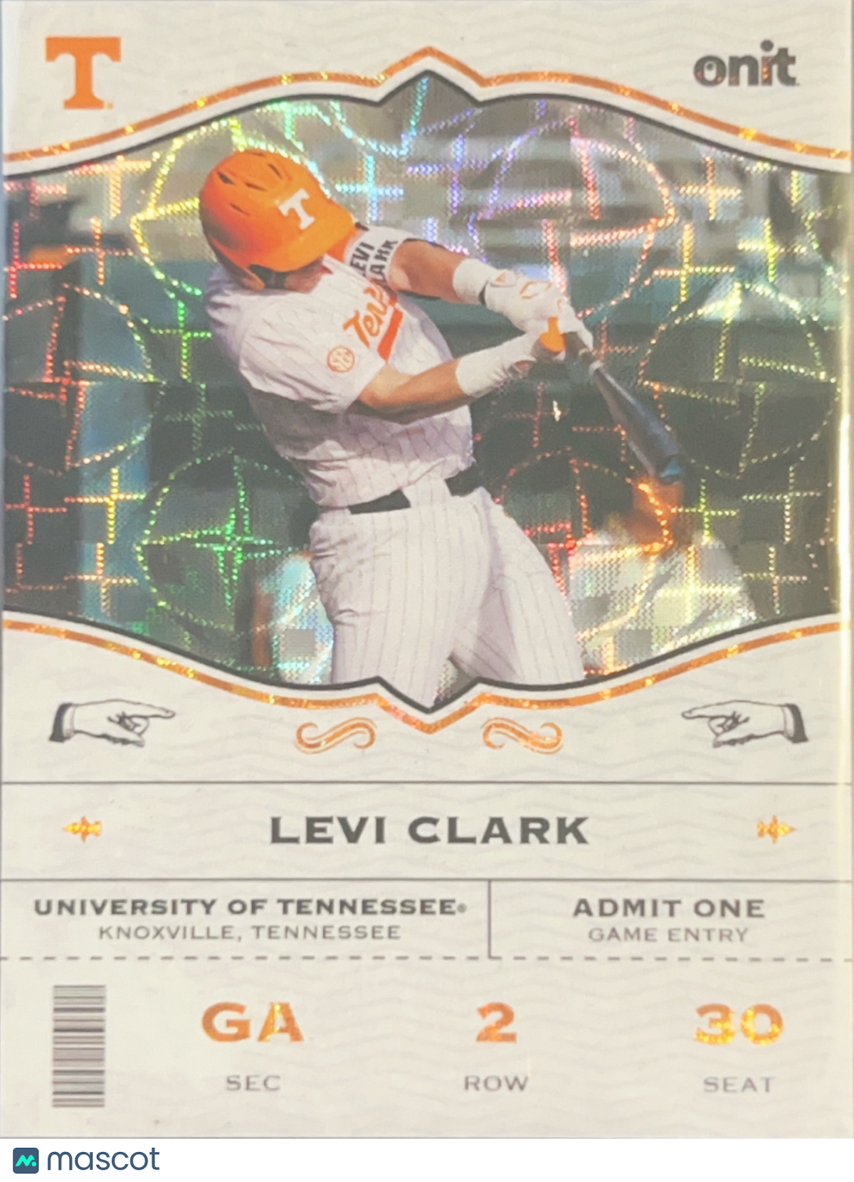 2026 ONIT Tennessee Baseball Levi Clark #GA-4 Holo