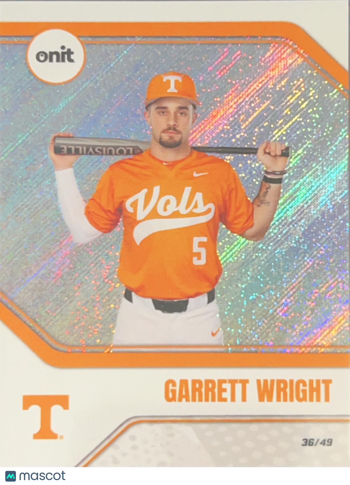 2026 ONIT Tennessee Baseball Garrett Wright #B-19 Orange Sparkle /49