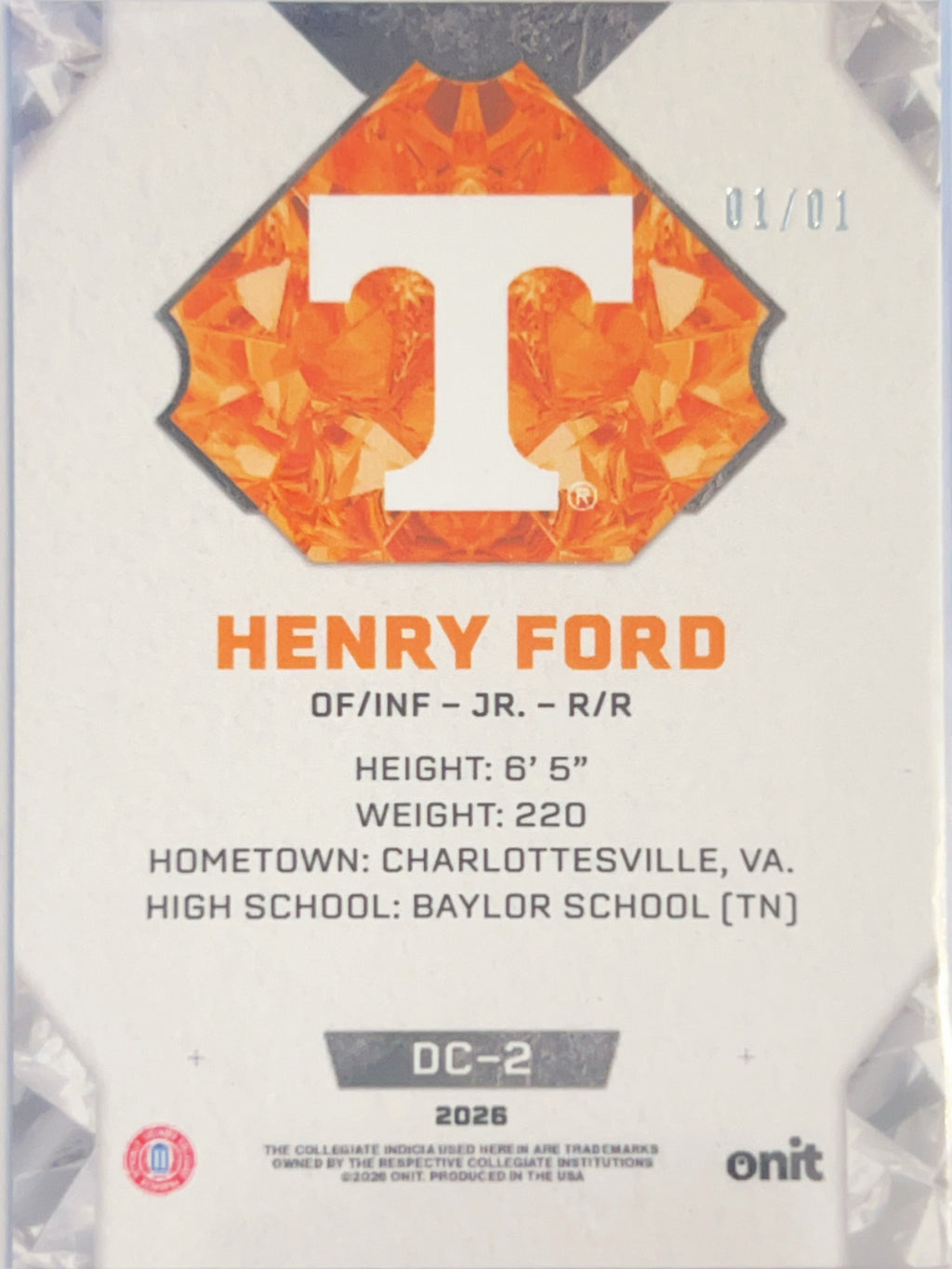 2020 Onit Diamond Cut Henry Ford #DC-2 /1