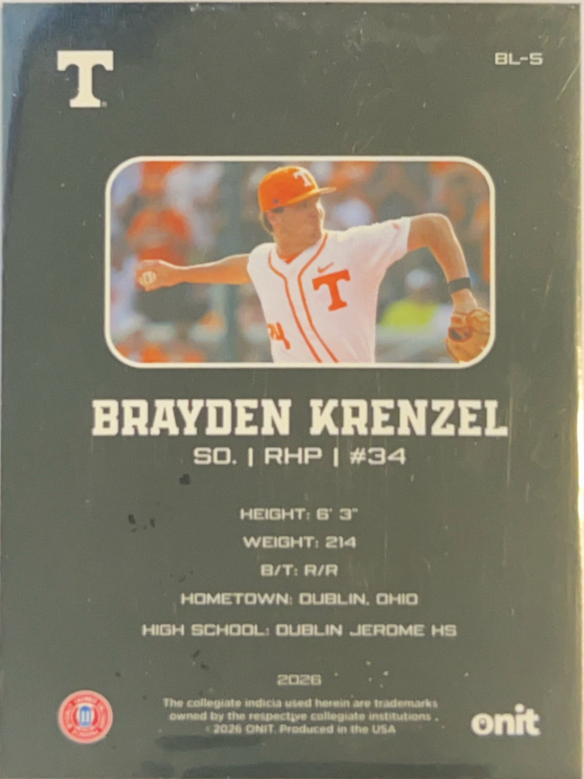 2026 ONIT Athlete Blackout Edition Brayden Krenzel #BL-5 /20