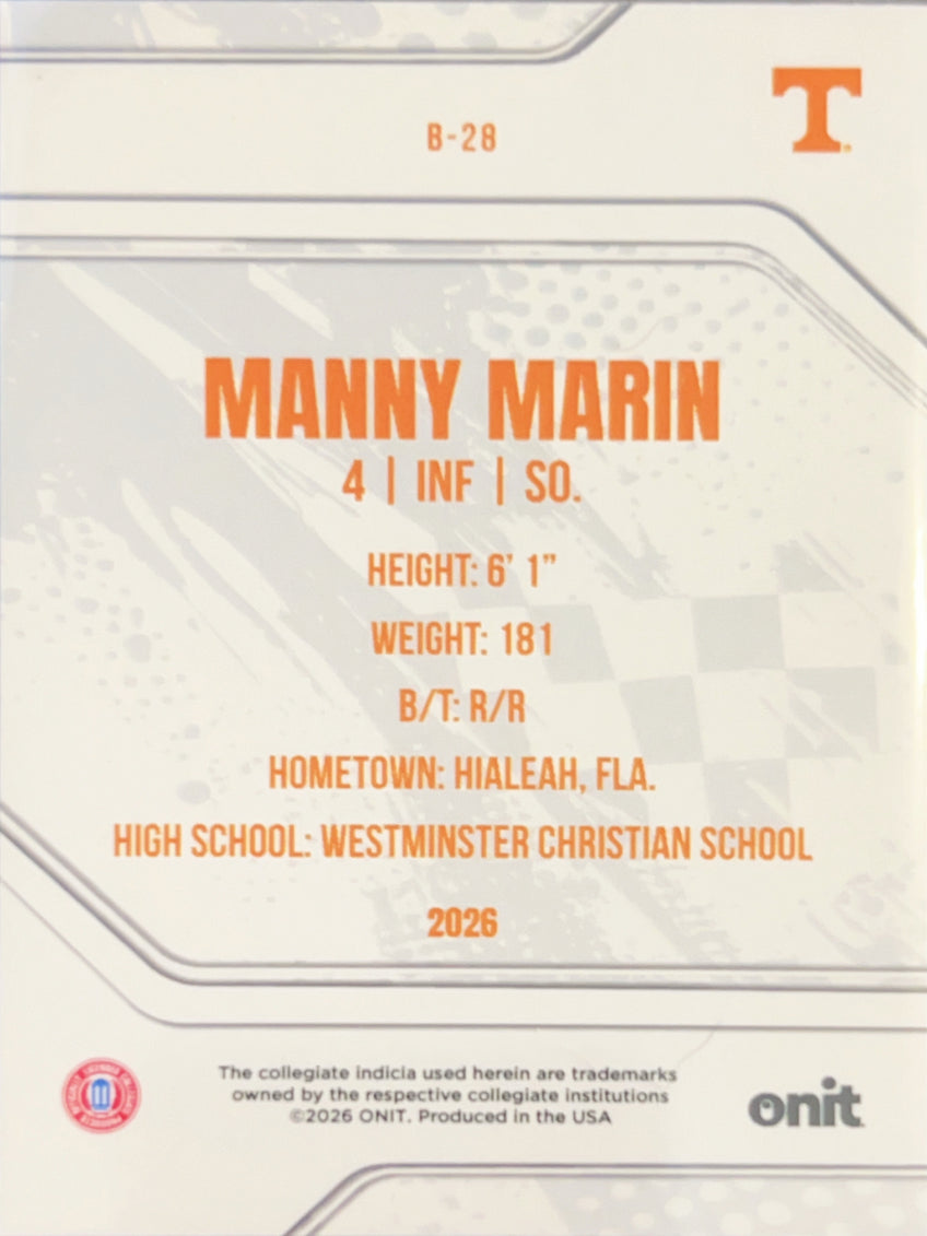 2026 ONIT Tennessee Baseball Manny Marin #B-28