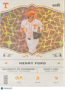 2026 Onit Tennessee Baseball Henry Ford #GA-3 Gold Prizm