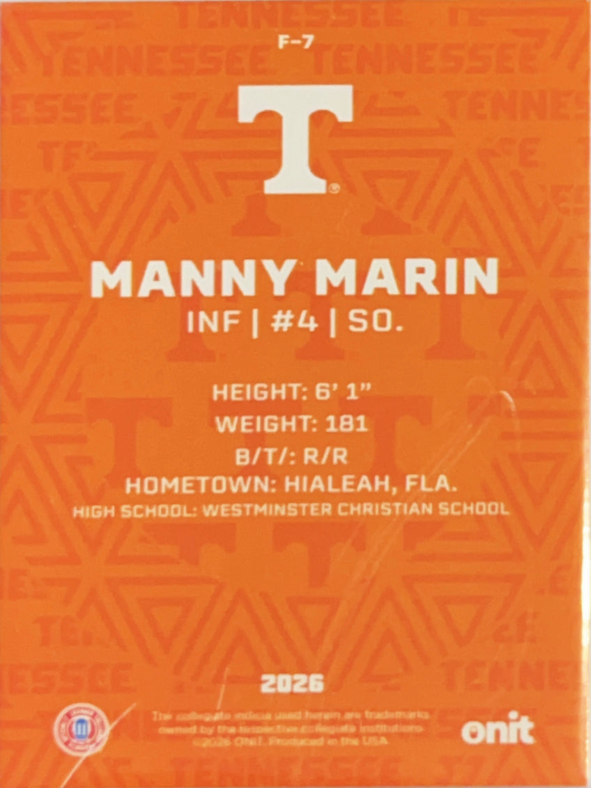 2026 Onit Tennessee Baseball Manny Marin #F-7