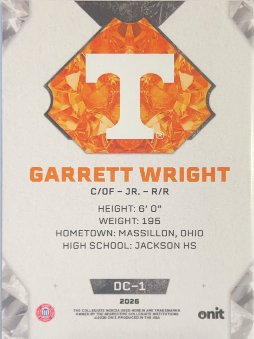 2020 Onit Diamond Cut Garrett Wright #DC-1