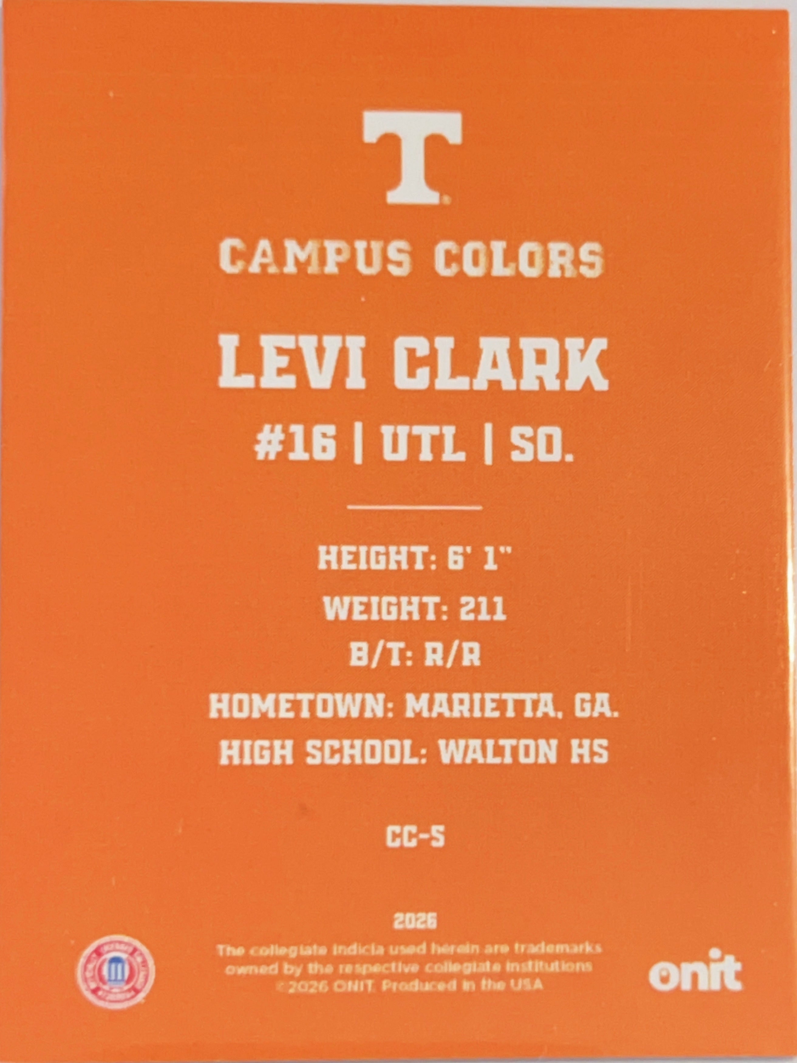 2026 ONIT Campus Colors Levi Clark #CC-5 Orange Glitter