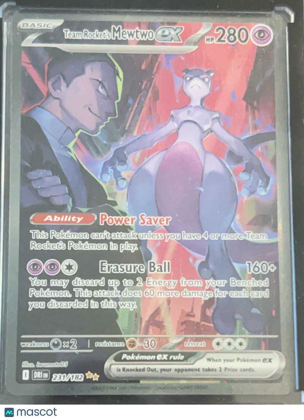 2025 Destined Rivals Team Rocket's Mewtwo EX Holo Secret Rare SAR #231/182