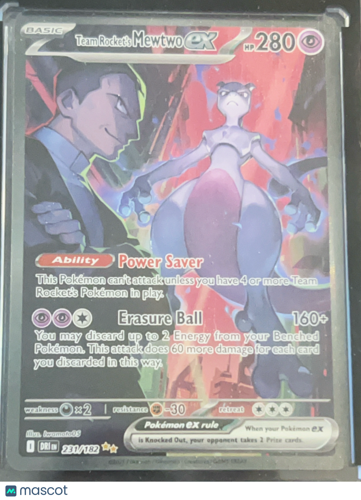 2025 Destined Rivals Team Rocket's Mewtwo EX Holo Secret Rare SAR #231/182