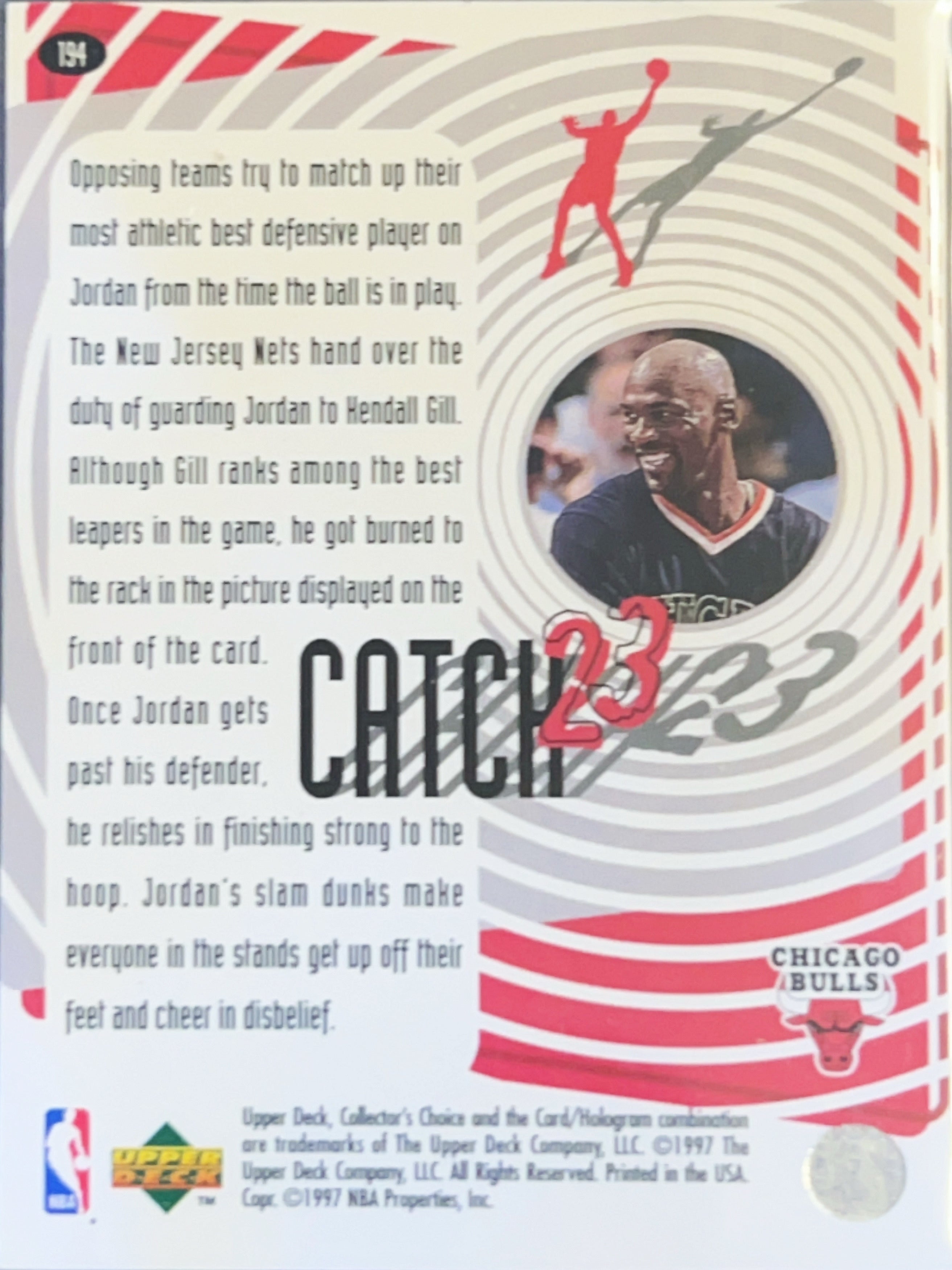 1997 Upper Deck Collector's Choice Catch 23 Kendall Gill Michael Jordan #194