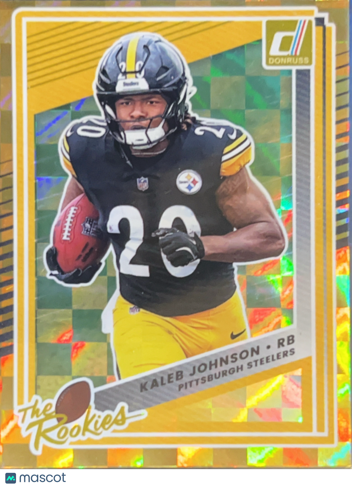 2025 Panini Donruss Football The Rookies Kaleb Johnson #20 Yellow Checkerboard
