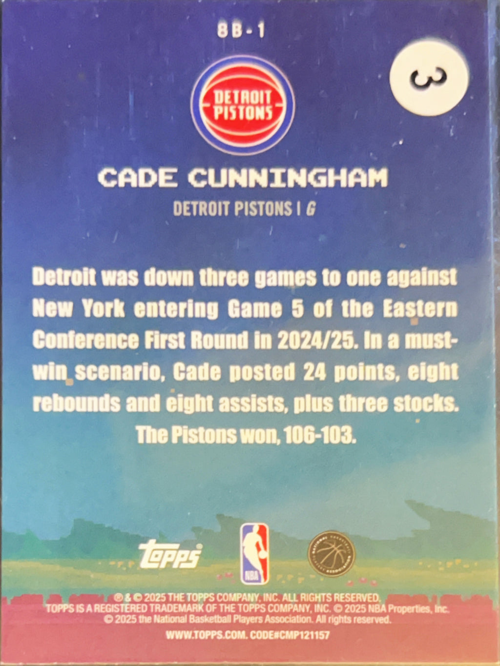 2025 Topps 8-Bit Ballers Cade Cunningham #8B-1
