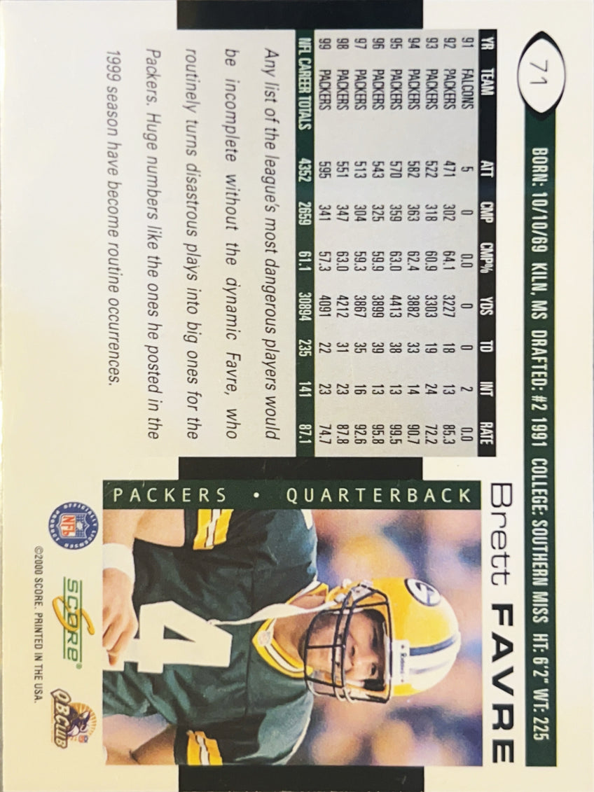 2000 Score Brett Favre #71