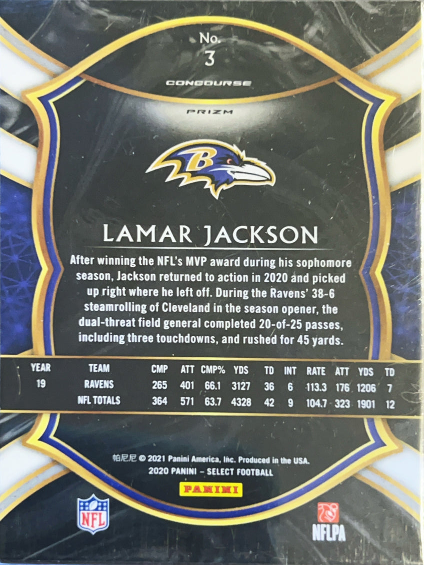 2021 Panini Select Concourse Prizm Lamar Jackson #3 Silver