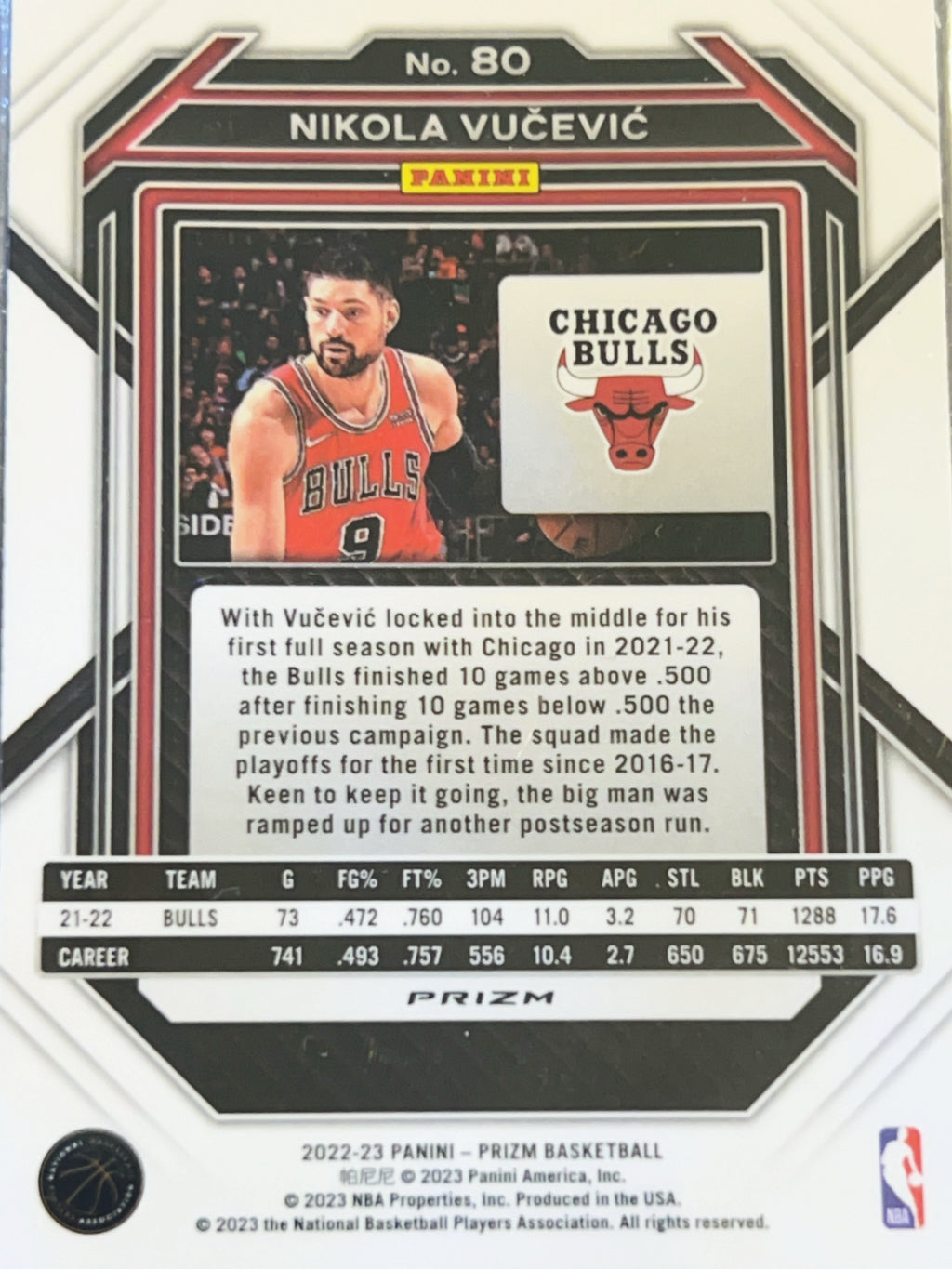 2023 Panini Prizm Nikola Vučević #80 Silver