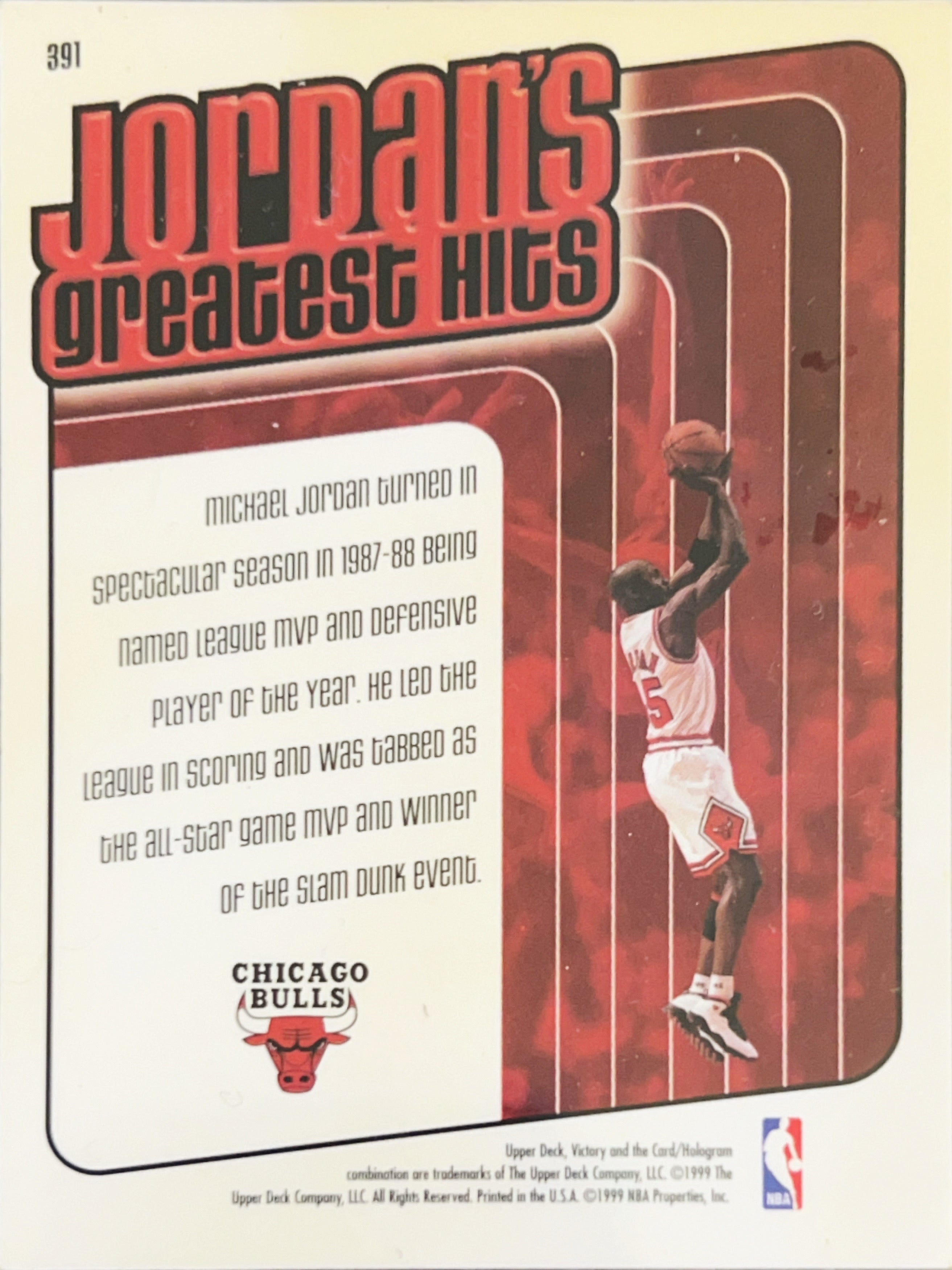 1999 Upper Deck Victory Jordan's Greatest Hits Michael Jordan #391