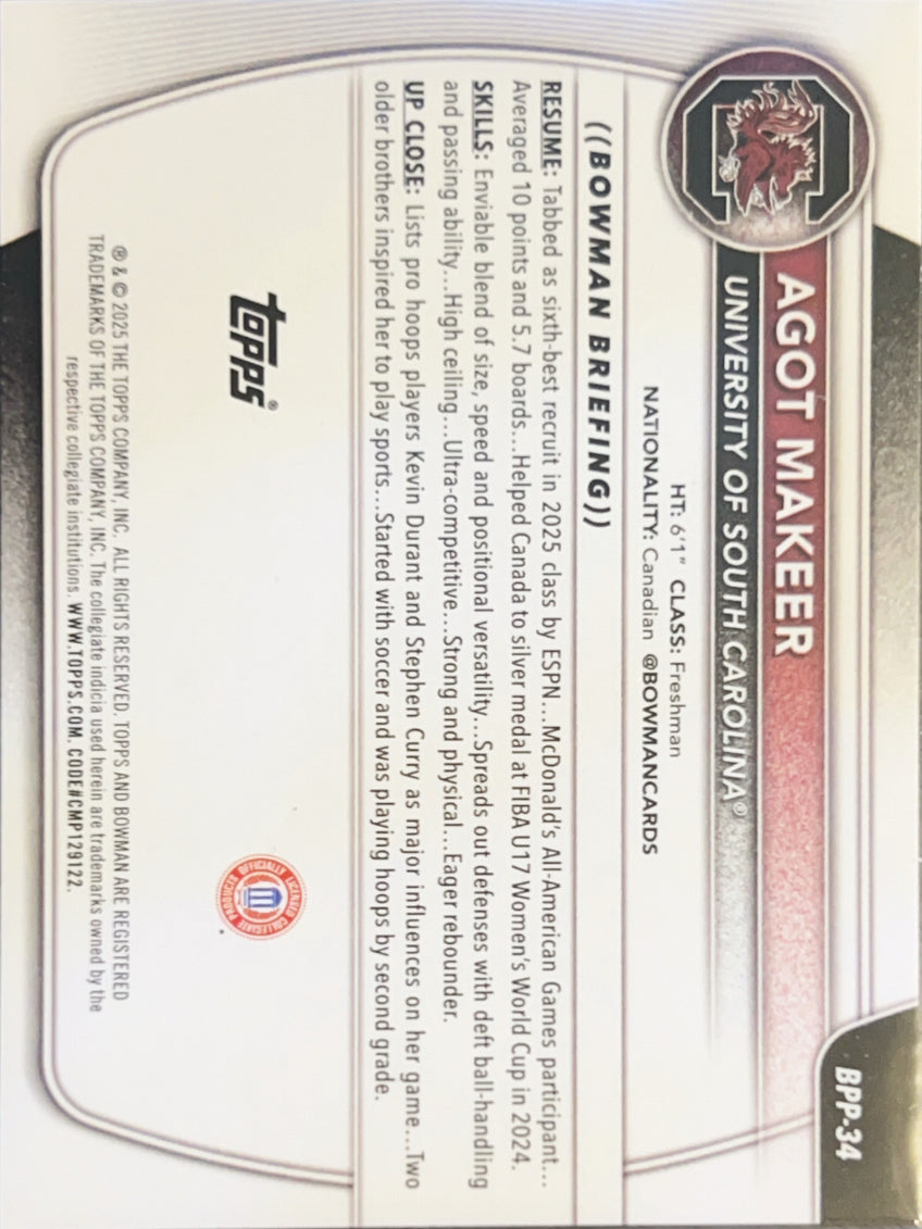 2025 Topps Bowman University Agot Makeer #BPP-34