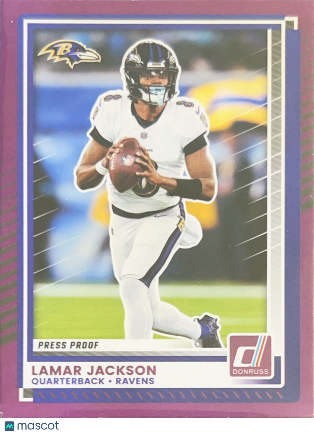 2025 Panini Donruss Football Lamar Jackson #102 Press Proof Purple