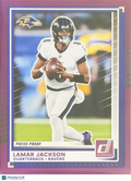 2025 Panini Donruss Football Lamar Jackson #102 Press Proof Purple