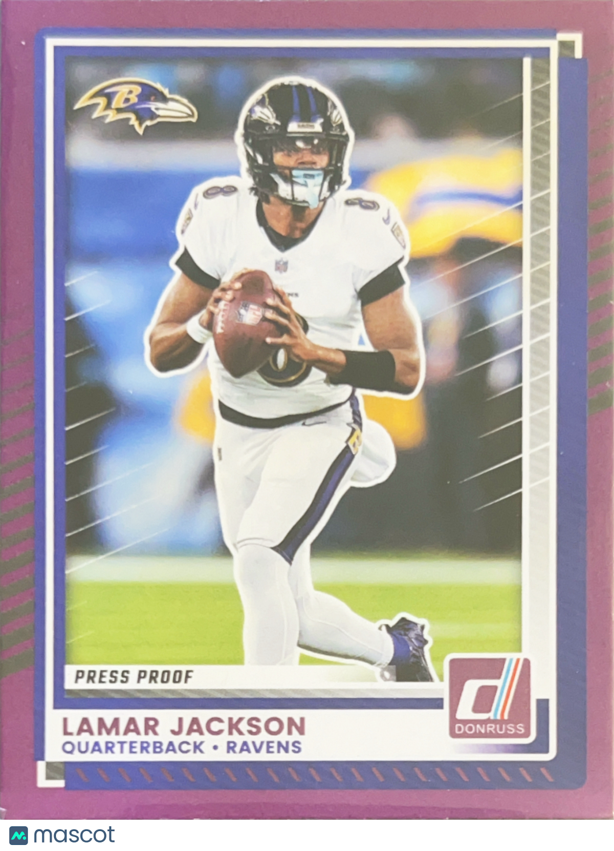 2025 Panini Donruss Football Lamar Jackson #102 Press Proof Purple