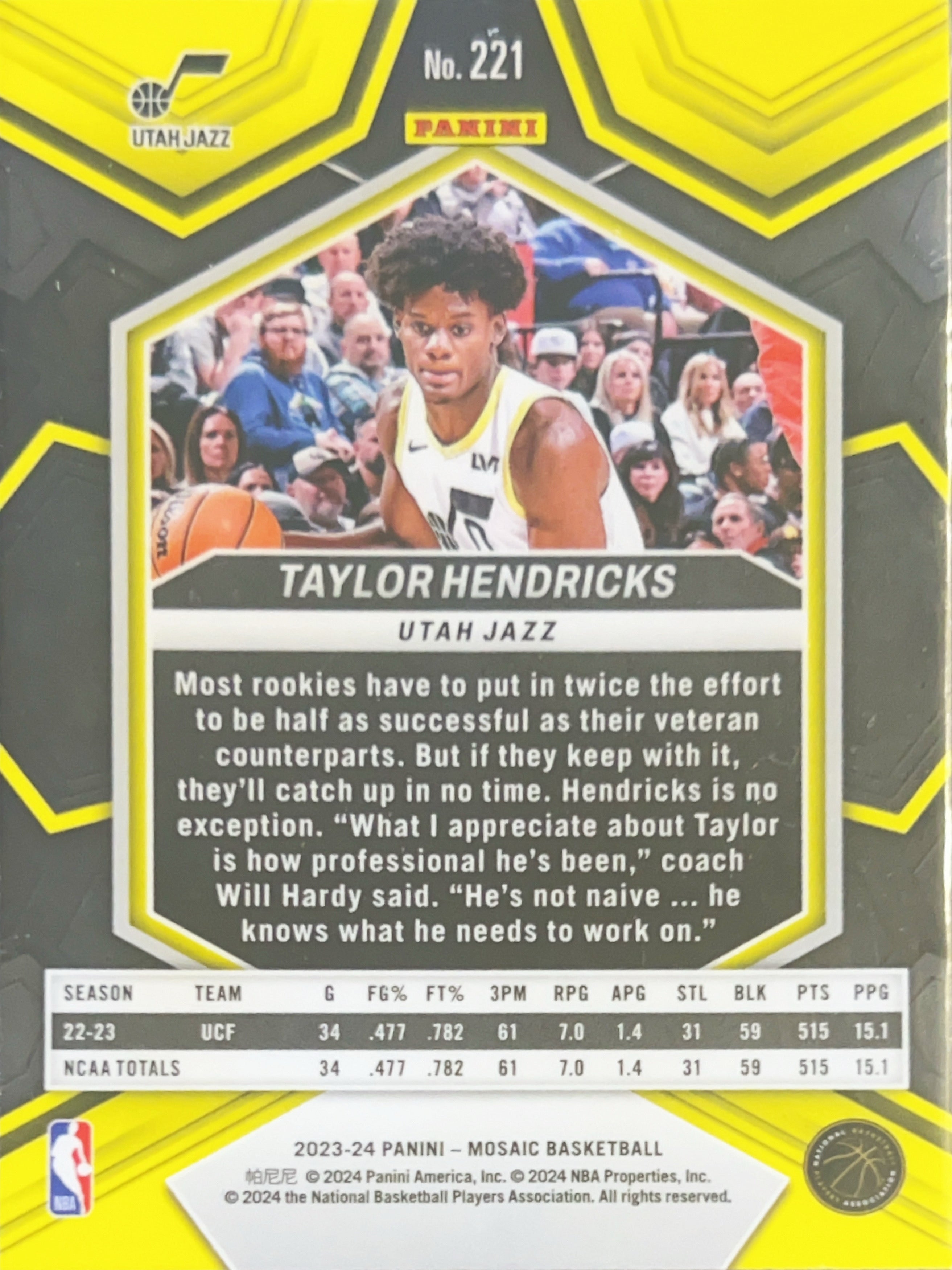 2024 Panini Mosaic Taylor Hendricks #221 RC